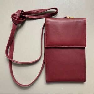 La Garde Macro Bag Burgundy Leather Cowhide Crossbody Wallet Purse Travel